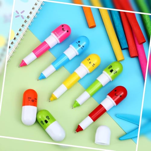 Sidak 12 Pieces Capsule Shaped Retractable Ball Pens, Smiling Face Capsule Pen Nurses Mini Pharmacy Novelty Ballpoint Pen, Return Gift For Kids. - Image 4