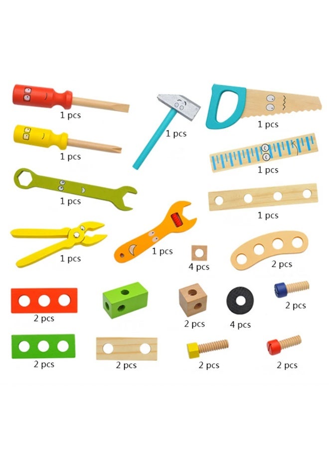 Twisoo Wooden Kids Tool Box Set, Montessori STEM Construction Toy with Wooden Tools, Screws, Nuts & Carry Case, DIY Pretend Play Educational Building Kit for Boys & Girls Age 3+ - Image 5