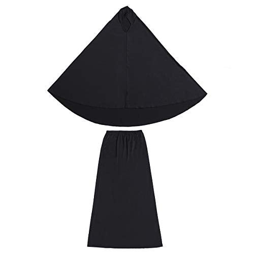 XINFU Muslim Islamic Women's khimar 2pcs Sets Soft Distinctive Prayer Dress Hijab Abaya Suit - Black, Medium - Image 2