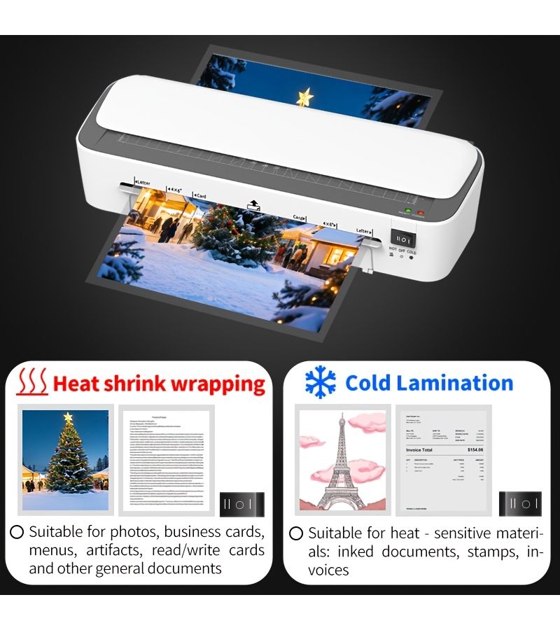 A Versatile 6 In 1 Laminating Device Perfect for Christmas Presents with Paper Cutter Corner Rounder Hole Punch Binding Rings And Laminating Film Ideal for Office School And Home Use White - Image 1