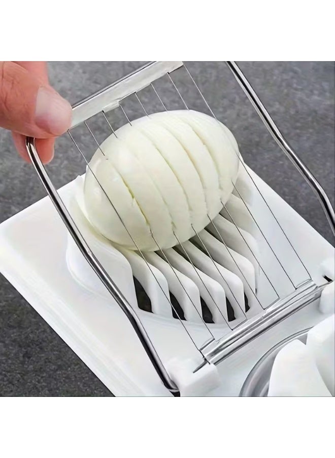 Goolsky طقم قاطع البيض وقطاعات البيض متعدد الوظائف 2 في 1 المتين، قاطع بيض يدوي بأسلاك فولاذية مقاومة للصدأ، قاعدة بلاستيكية سهلة التنظيف، أداة مطبخ للبيض المسلوق - شرائح، قطع مثلثية ومكعبات - عبوة من 1 - Image 4