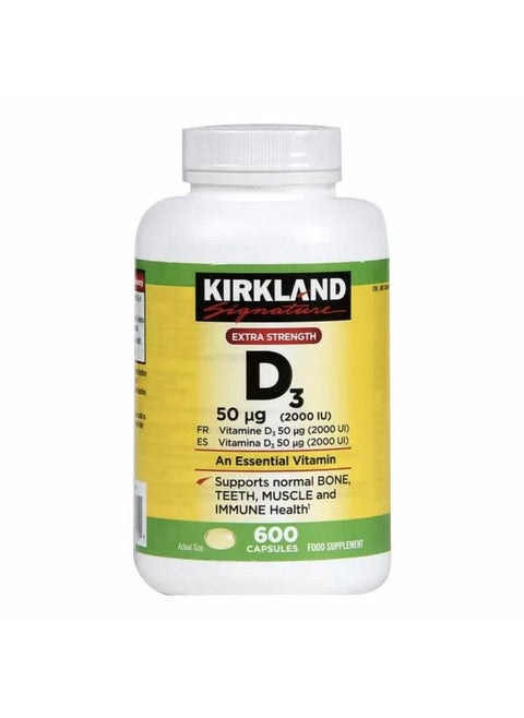 Kirkland Maximum Strength Vitamin D3 600 Softgels (Pack Of 2)