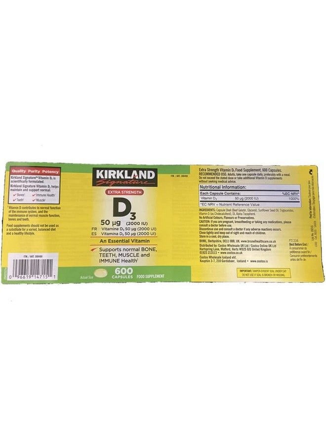 Kirkland Signature - Kirkland Maximum Strength Vitamin D3 600 Softgels (Pack Of 2) - Image 1
