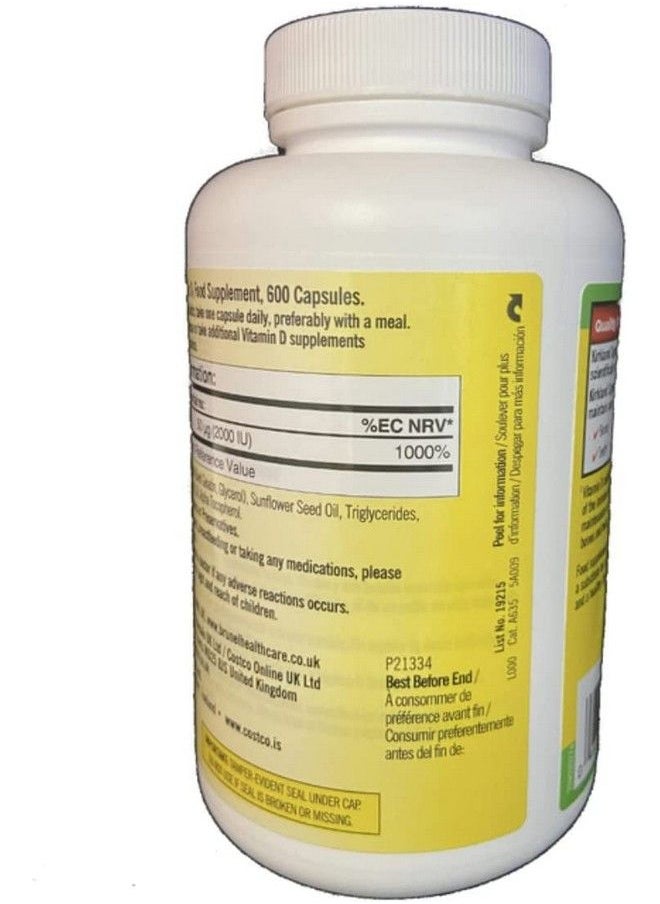 Kirkland Signature - Kirkland Maximum Strength Vitamin D3 600 Softgels (Pack Of 2) - Image 1