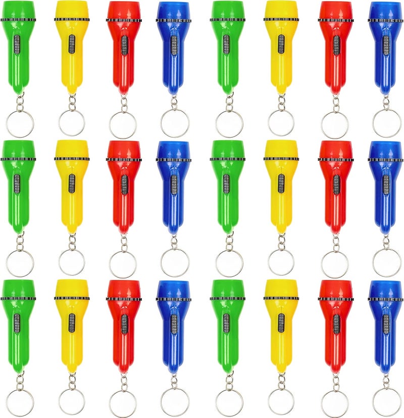 THE TWIDDLERS Mini Torch Keyring Set - 24 Colorful Flashlights for Kids - Image 1