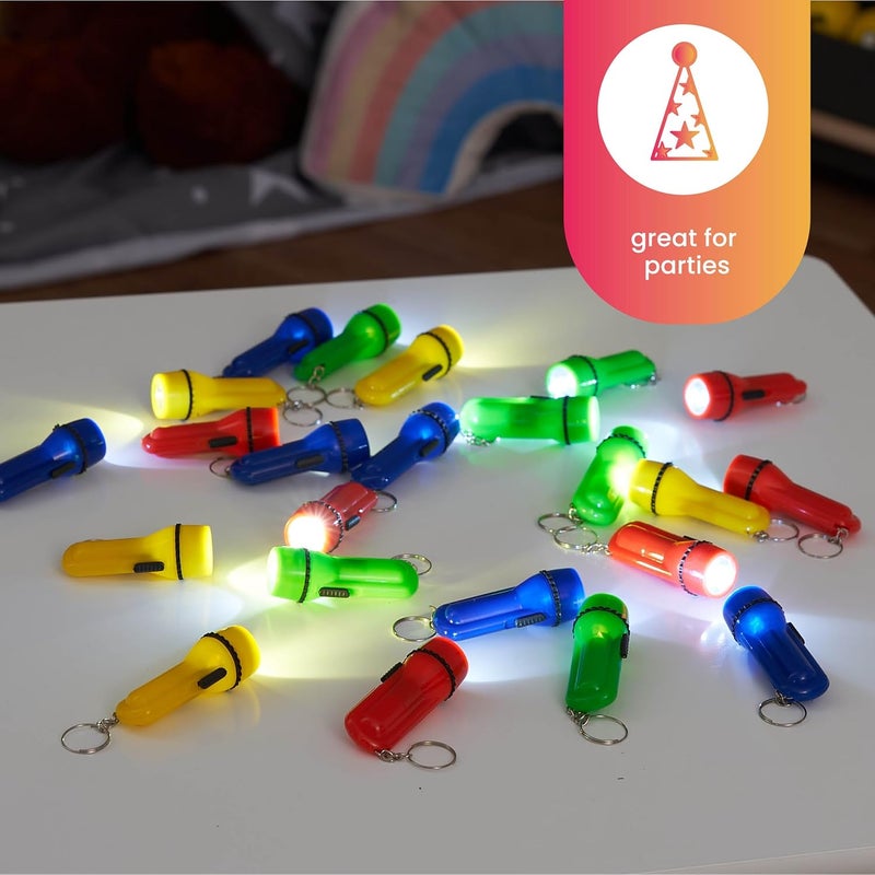 THE TWIDDLERS Mini Torch Keyring Set - 24 Colorful Flashlights for Kids - Image 2