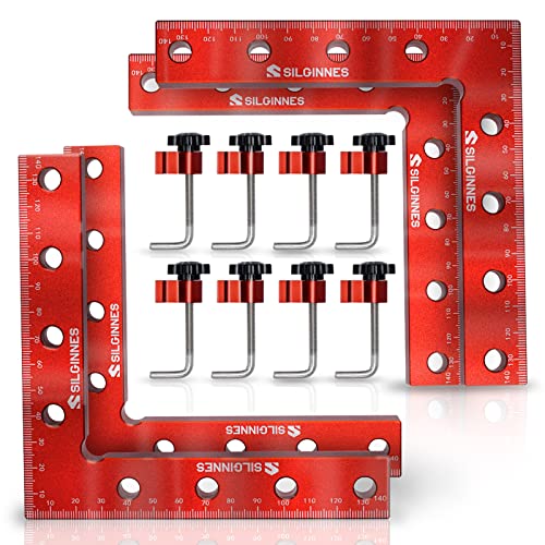 Silginnes 90 Degree Positioning Squares Right Angle Clamps for Woodworking, 4 Pack（5.5"*5.5"）Aluminium Alloy Corner Clamp Woodworking Carpenter Clamping Tool for Picture Frame Box Cabinets Drawers (4) - Image 1