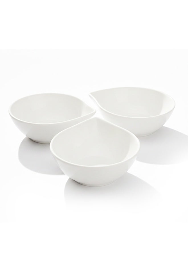 Shallow Cuisine Art Bamboo and Slate Serving Plate with 3 White Ceramic Bowls | Serving Platter Set for Dips, Snacks, Appetizers & Entertaining, White - Image 4