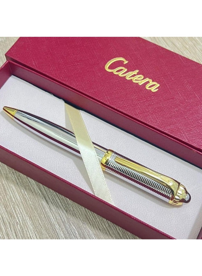كاتيرا قلم بجودة و اناقة عالية بتصميم مريح وسلس باللونين الفضي و الذهبي. - Image 1
