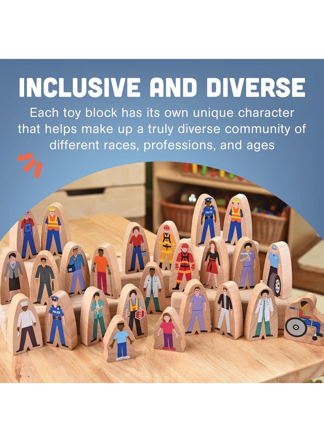 Constructive Playthings مجموعة شخصيات اللعب الخشبية من كونستركتيف بلايثينغز - 25 قطعة من كتل الخشب، شخصيات خشبية مستقلة وشاملة ومتنوعة للأطفال من عمر 3 سنوات فما فوق - Image 4