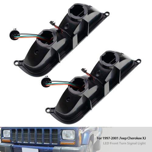 Mingrui test 2PCS Sequential Led Front Turn Signal Lights for 1997-2001 J'eep Cherokee XJ Amber Led Bumper Signal Lights White Parking Light Front Corner Side Marker Lamps OEM Replacement 55055142 Smoked Lens - Image 3