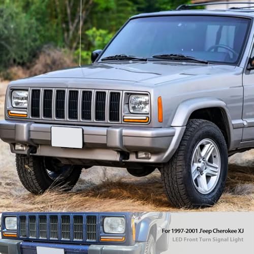 Mingrui test 2PCS Sequential Led Front Turn Signal Lights for 1997-2001 J'eep Cherokee XJ Amber Led Bumper Signal Lights White Parking Light Front Corner Side Marker Lamps OEM Replacement 55055142 Smoked Lens - Image 5