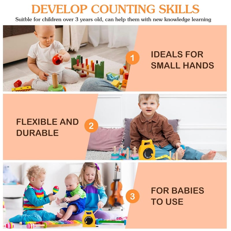 DOITOOL Kids Tape Measure Toy, Plastic Retractable Measuring Tape for Toddlers Ages 3-6, Educational Construction Tapeline for Play Measurement - Image 4