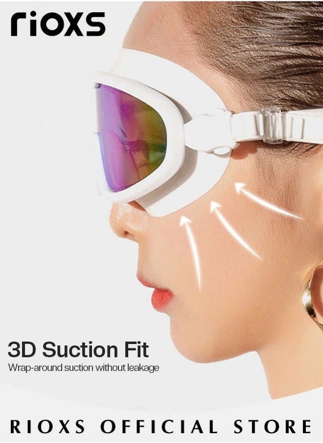 RIOXS Adult Swimming Goggles with Ear Plugs Swim Cap and Nose Clips Polarized Open Water Goggles Swimming Anti Fog UV Protection No Leakage Clear Vision Easy to Adjust for Men Women Teenagers  - Image 4