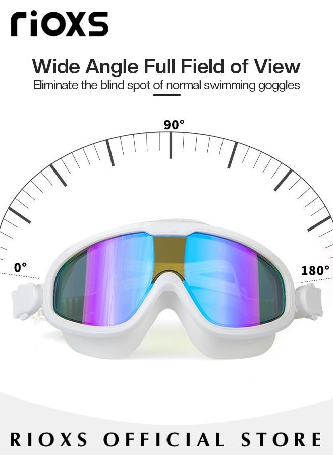 RIOXS Adult Swimming Goggles with Ear Plugs Swim Cap and Nose Clips Polarized Open Water Goggles Swimming Anti Fog UV Protection No Leakage Clear Vision Easy to Adjust for Men Women Teenagers  - Image 2