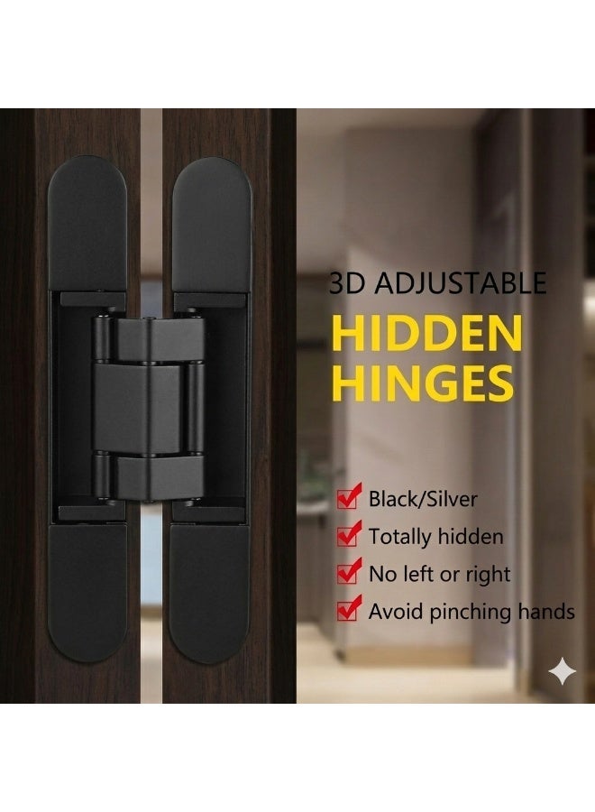 MHE Heavy-Duty Concealed Hinges – Hidden Door Hinges for Wooden & Flush Doors, Matt Black Finish, 6 Inch (150mm) Pack of 2 - Image 2