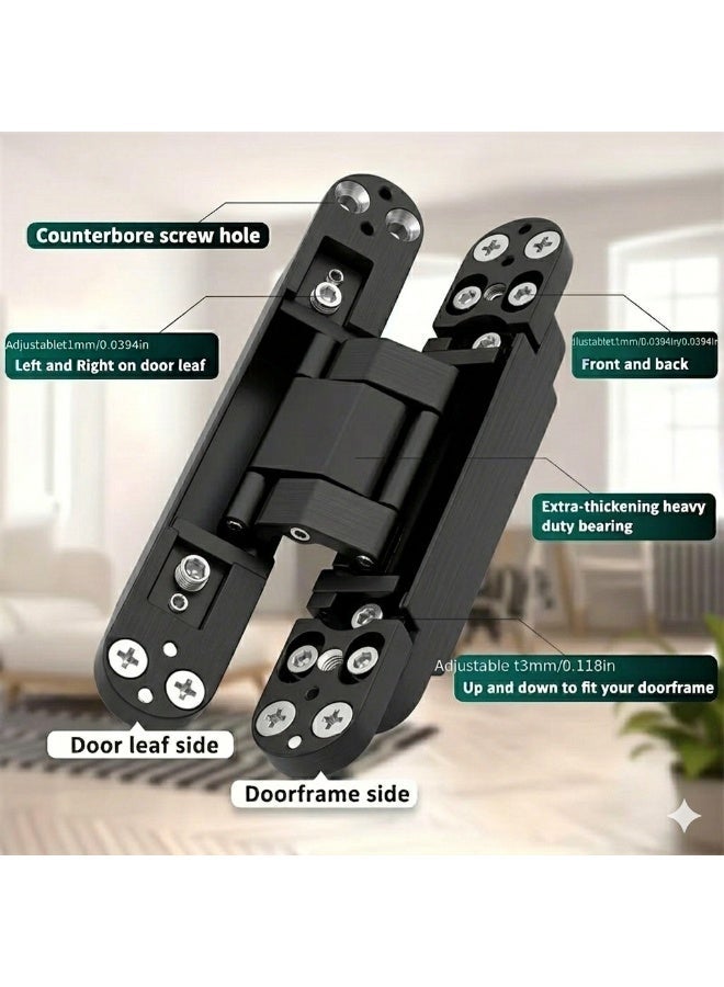 MHE Heavy-Duty Concealed Hinges – Hidden Door Hinges for Wooden & Flush Doors, Matt Black Finish, 6 Inch (150mm) Pack of 2 - Image 3