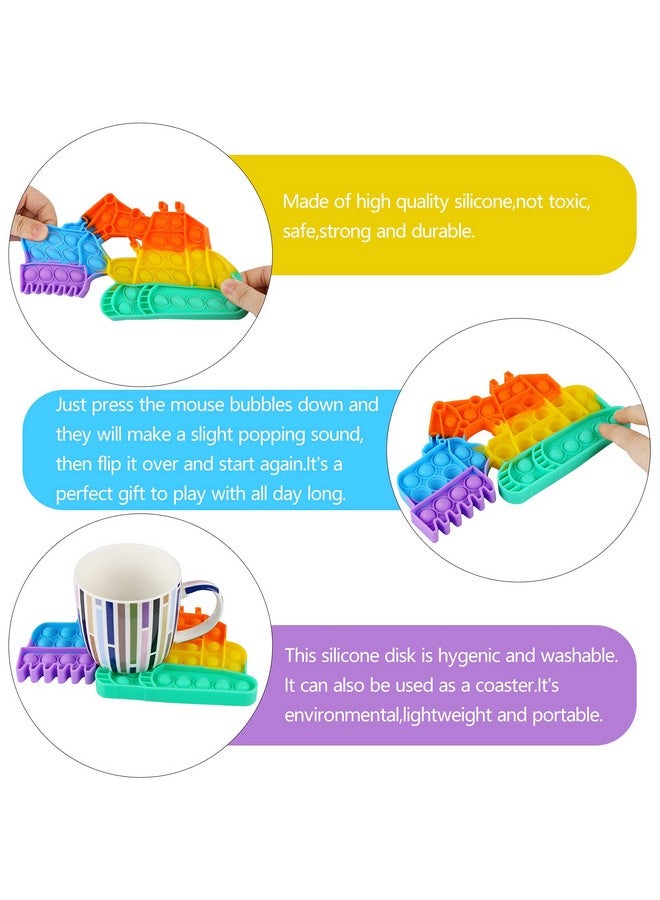 EVERMARKET 4 Pack Push Pop Bubble Sensory Fidget Toys,Rainbow Simple Fidget Toy Pack Bubble Popper Silicone Squeeze Toy Stress Relief Hand Toys Popping Game(Excavator,SUV,Aircraft, Police Car) - Image 3