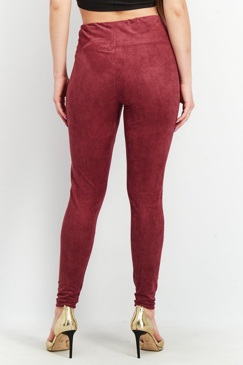 Bagatelle Women Regular Fit Slid Pull On Pants, Maroon - Image 3