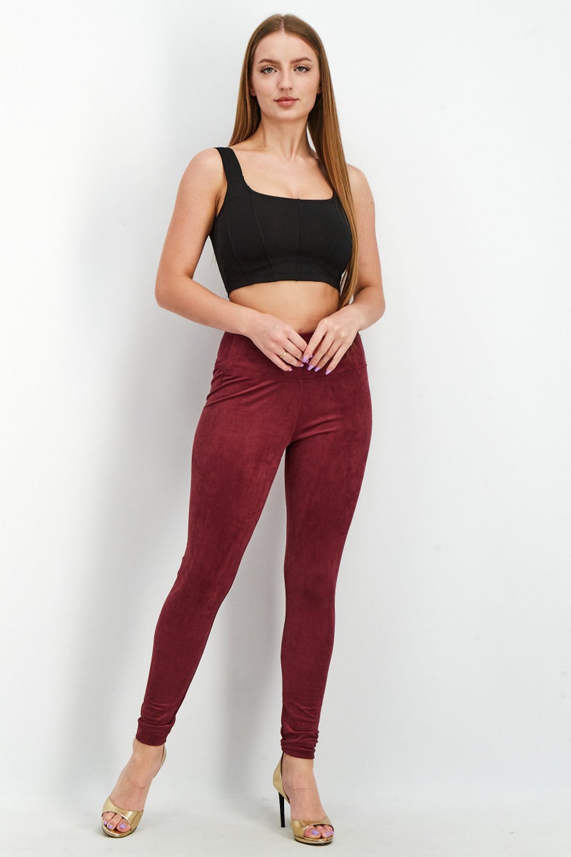Bagatelle Women Regular Fit Slid Pull On Pants, Maroon - Image 4