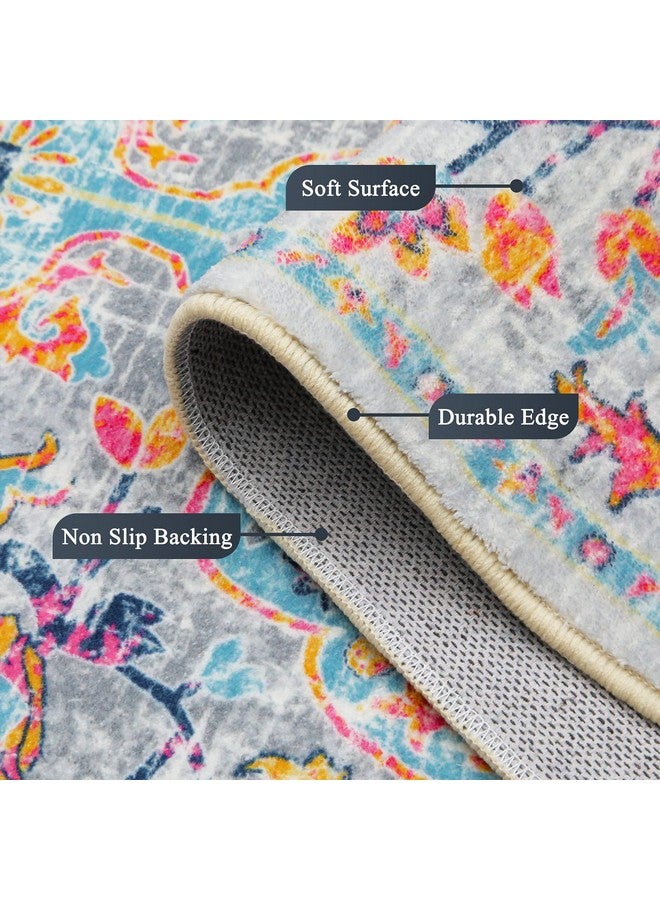 Pauwer Hallway Runner Rug 2x10 Washable Rugs Runner Non Slip Carpet Runner Boho Farmhouse Vintage Throw Area Rugs Floor Runner for Hallway Kitchen Entryway Laundry Room Bedroom Bathroom, Grey Multi - Image 2