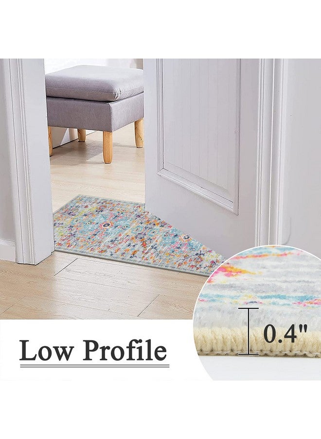 Pauwer Hallway Runner Rug 2x10 Washable Rugs Runner Non Slip Carpet Runner Boho Farmhouse Vintage Throw Area Rugs Floor Runner for Hallway Kitchen Entryway Laundry Room Bedroom Bathroom, Grey Multi - Image 3