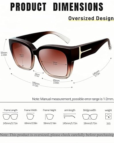KANASTAL Over Glasses Sunglasses Women Men Polarized and UV400 Protection Oversized Fit Over Sun Glasses Fashion Wrap Around Brown Lens Shades - Image 3