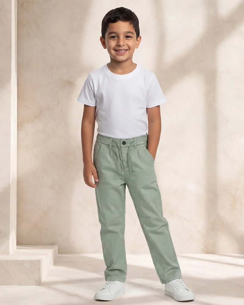 Redtag Boys Green Colored 5 Pocket Jeans