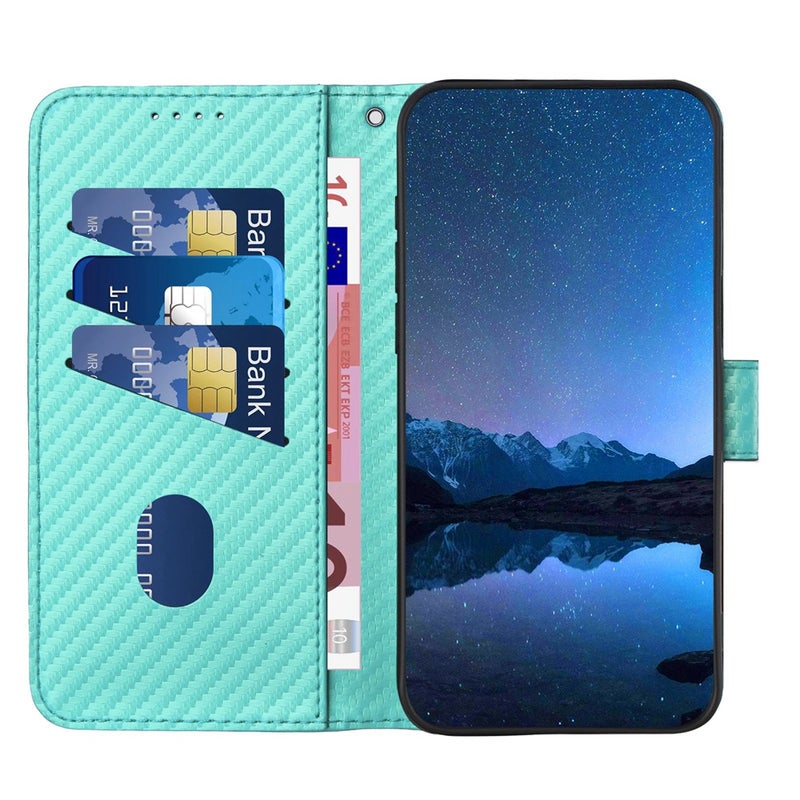 HuHa Protective Cover For Xiaomi Redmi Note 13 Pro 5G YX0070 Carbon Fiber Buckle Leather Phone Case with Lanyard(Light Blue) - Image 3