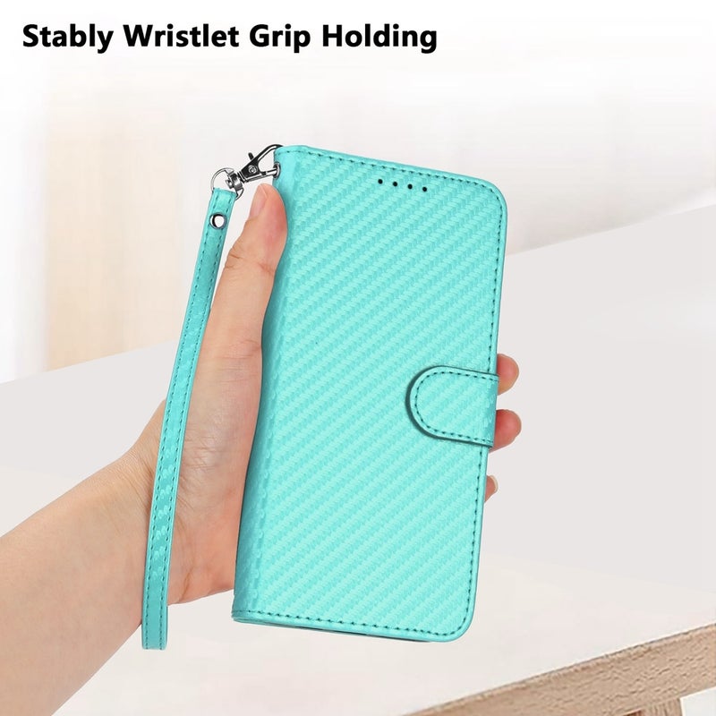 HuHa Protective Cover For Xiaomi Redmi Note 13 Pro 5G YX0070 Carbon Fiber Buckle Leather Phone Case with Lanyard(Light Blue) - Image 5