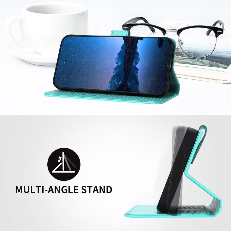 HuHa Protective Cover For Xiaomi Redmi Note 13 Pro 5G YX0070 Carbon Fiber Buckle Leather Phone Case with Lanyard(Light Blue) - Image 4