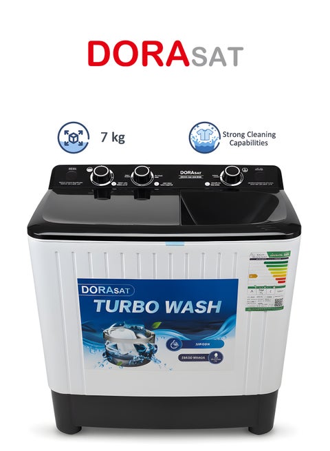 Twin Tub Washing Machine - 7 kg - White - Black Cover - DS7TWM