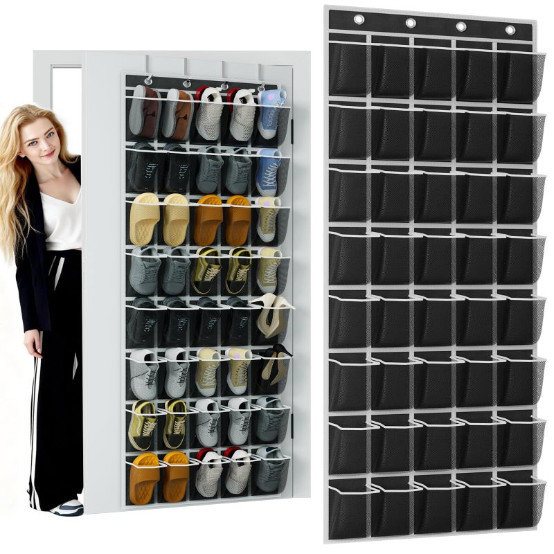 homyfort Over the Door Shoe Organizer, 40 Large Breathable Mesh Pocket,Space Saving Hanging Shoe Rack,Shoe Storage Holder for Entryway Bedroom Closet - Image 1