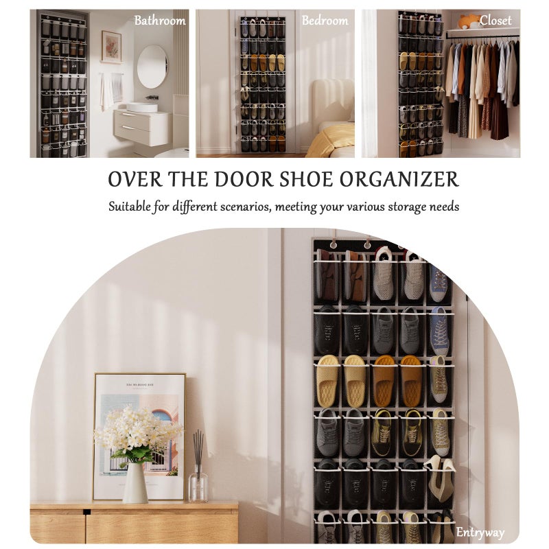 homyfort Over the Door Shoe Organizer, 40 Large Breathable Mesh Pocket,Space Saving Hanging Shoe Rack,Shoe Storage Holder for Entryway Bedroom Closet - Image 5