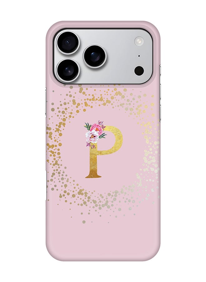 Stylizedd For iPhone 17 Pro Max,Case, [Compatible with MagSafe] Magnetic cover Slim fit Protection Matte, - Custom Monogram Floral - P  (Pink )