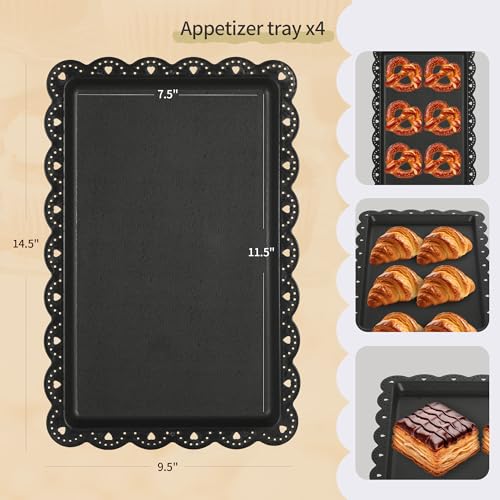 NWK Pack of 10 NWK Cake Stand Set, with 3 x Two-Tier and 3 x Three-Tier Cupcake Stands, 4 x Appetizer Trays Perfect for Birthday Baby Bridal Shower Party (Black) - Image 4