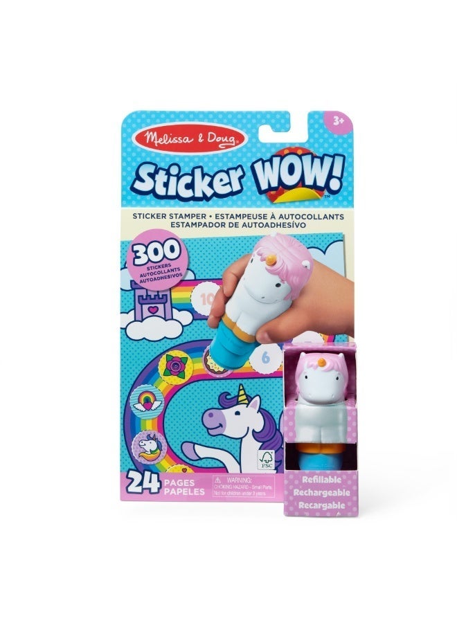 Melissa & Doug Sticker WOW! Stamper & Activity Pad – Unicorn – Mess-Free Sticker Stamper with Themed Pages – Creative Fun for Fine Motor Skills & Imaginative Play for Kids Ages 3+ | MD32013 - Image 1