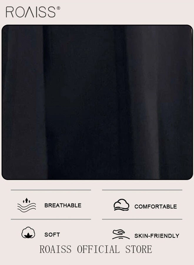 roaiss 2 in 1 Colorblock Belted Shirt Dress for Women Comfy and Breathable Waistming Temperament Long Sleeve A-Line Mid-Rise Dress Ladies Stylish Slim Fit Dress Ideal for Office Commute or Daily Wear - Image 4