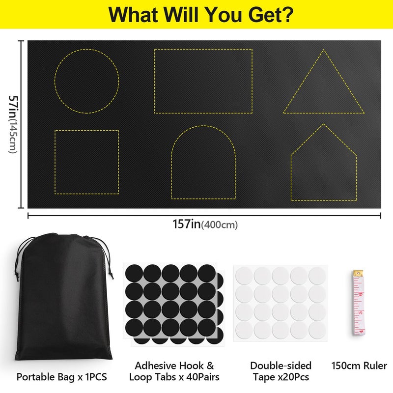 FADOTY 100% Blackout Blinds 157"" x 57"" Travel Blackout Window Shades Portable Blackout Window Cover for Nursery Bedroom Dorm Room  No Drill Window Privacy Film  Light & UV Block for House - Image 4