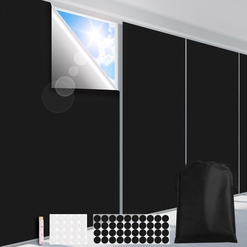 FADOTY 100% Blackout Blinds 157"" x 57"" Travel Blackout Window Shades Portable Blackout Window Cover for Nursery Bedroom Dorm Room  No Drill Window Privacy Film  Light & UV Block for House - Image 1