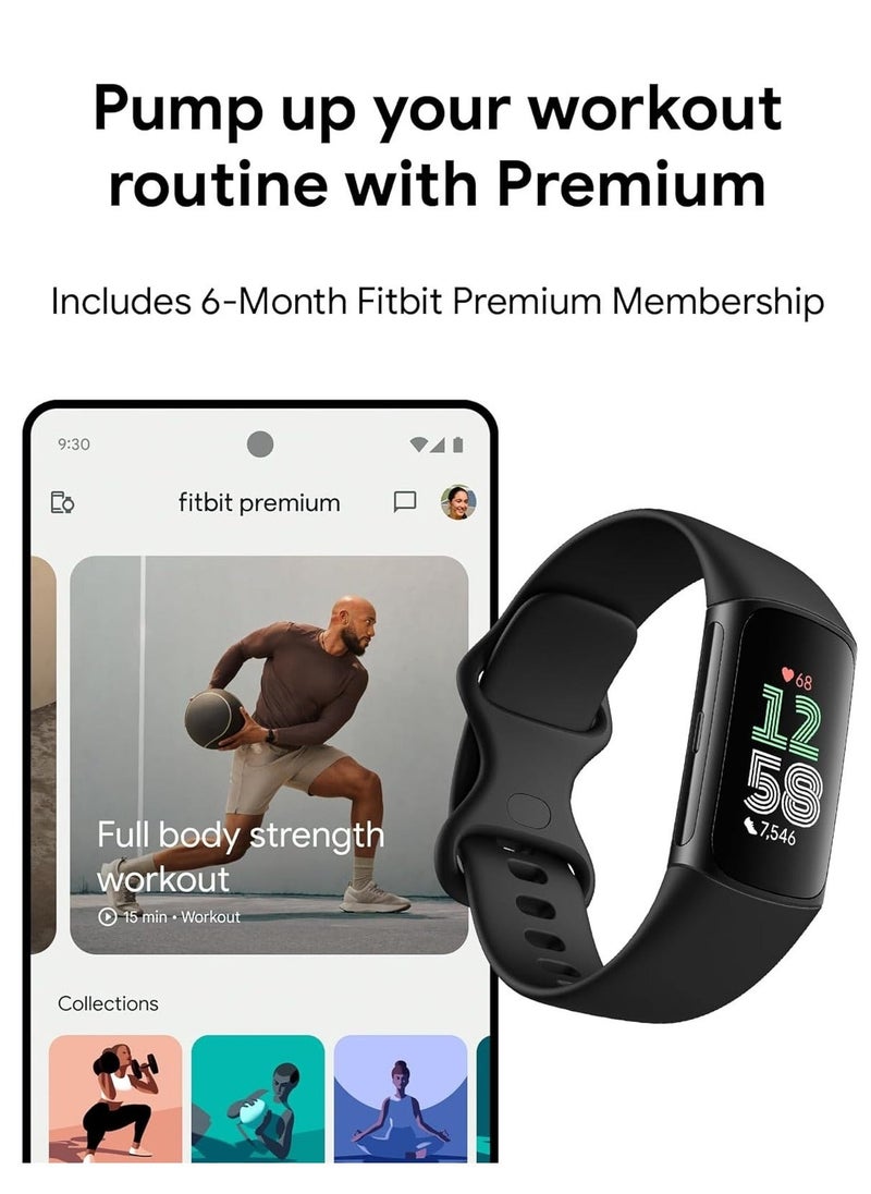 Generic Charge 6 Fitness Tracker with Google apps, Heart Rate on Exercise Equipment, 6-Months Premium Membership Included, GPS, Health Tools and More, Obsidian/Black, One Size (S & L Bands Included)  - Image 5