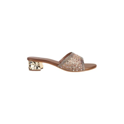 Metro Women Antique Gold Block Heel Fashion/Ethnic Slip-on Sandal UK/6 EU/39 (35-1632) - Image 4
