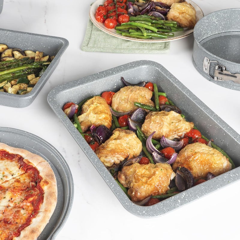 Salter BW02774G Marblestone Roasting Tin – 36cm Non-Stick Roaster, Lightweight Carbon Steel, Easy Wipe Clean, High Side Rectangular Roasting Tray, Oven Safe to 220°C, PFOA Free, Deep Baking Pan - Image 4