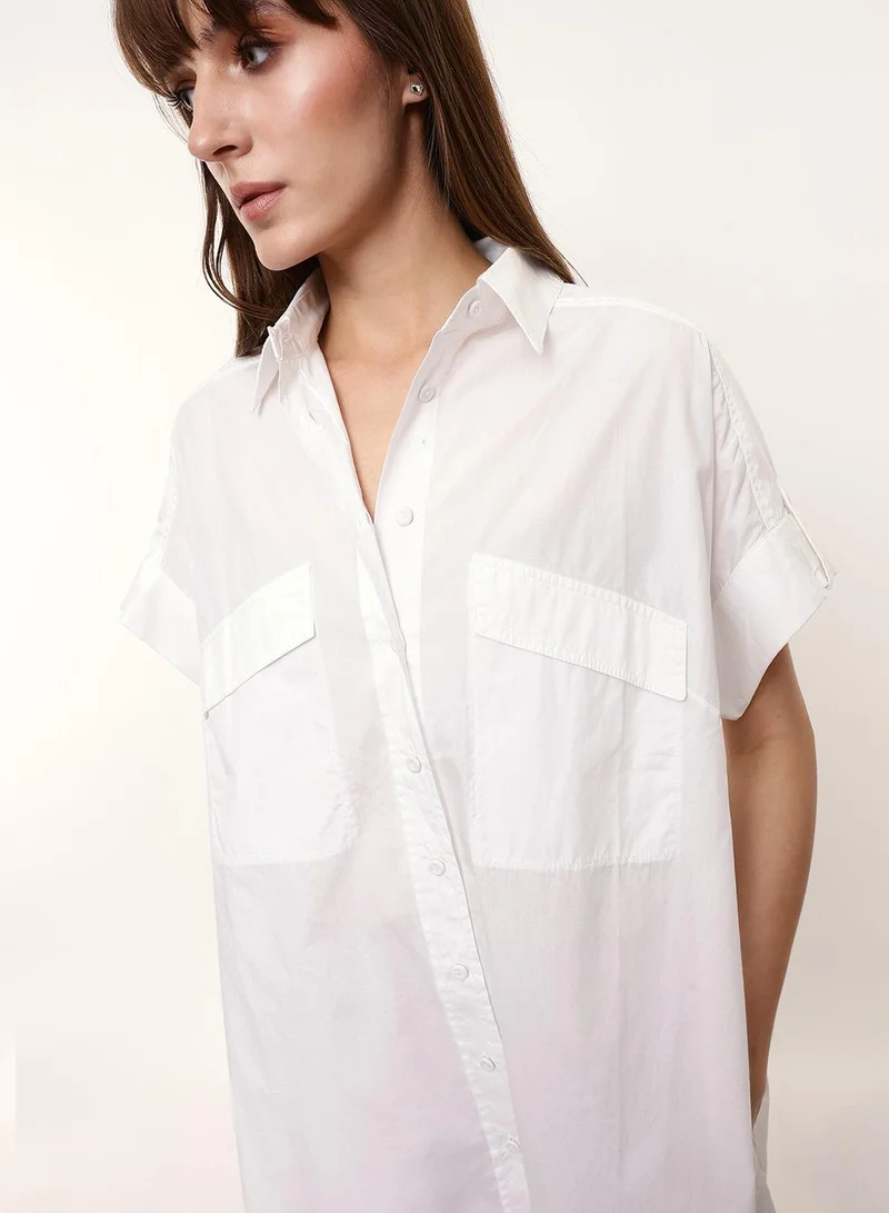 Dennis Lingo  Off White 100% Cotton Solid Print Maxi Shift Regular Fit Dress For Women for Women | Best Price UAE