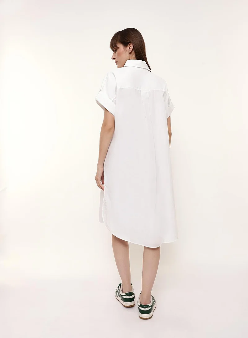 Dennis Lingo  Off White 100% Cotton Solid Print Maxi Shift Regular Fit Dress For Women for Women | Best Price UAE