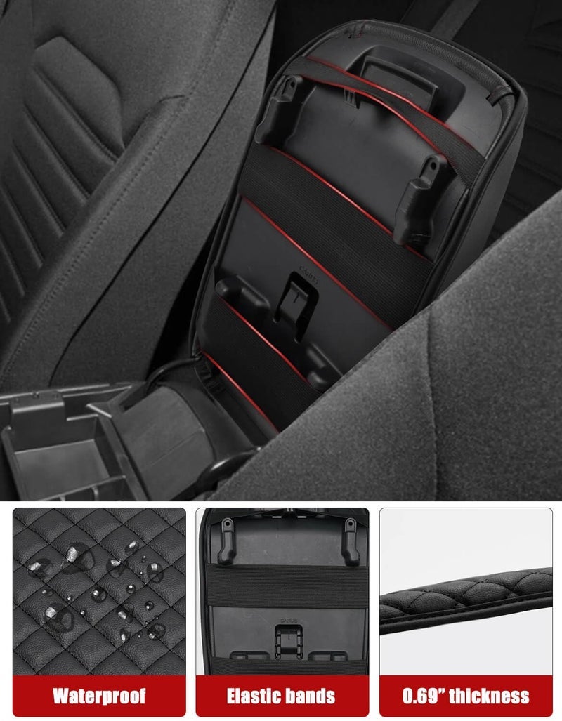 KBH Center Console Armrest Cover for Ford Fusion 2013 2014 2015 2016, Middle Console Lid Protector Accessories, Arm Rest Cushion Thick Pad, Vinyl Leather, Anti-Scratch, Black - Image 2