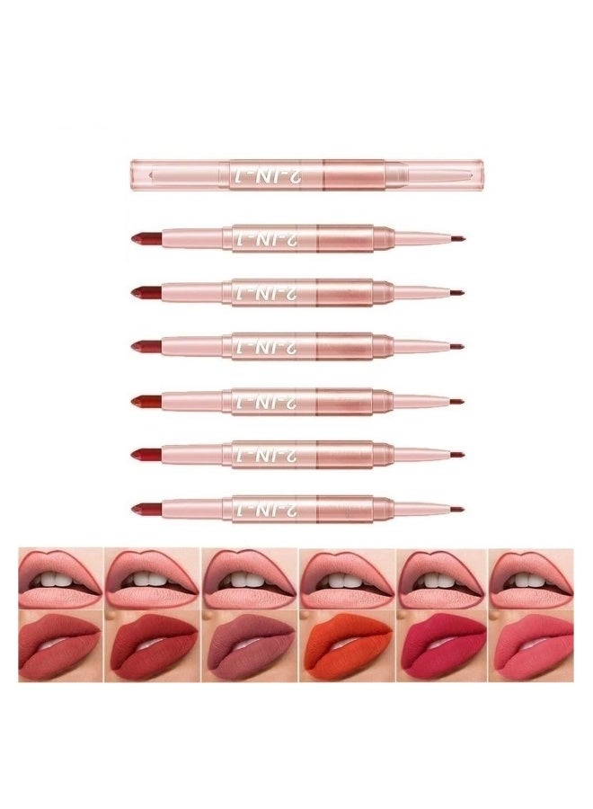 Lip Liner and Lipstick Set 6 Pcs Long Lasting Double Ended Lipstick Set - Image 1