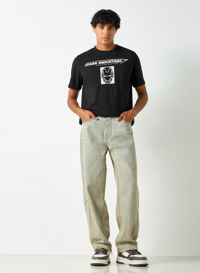 SP Characters Stark Industries Print Crew Neck T-shirt with Short Sleeves - Image 2