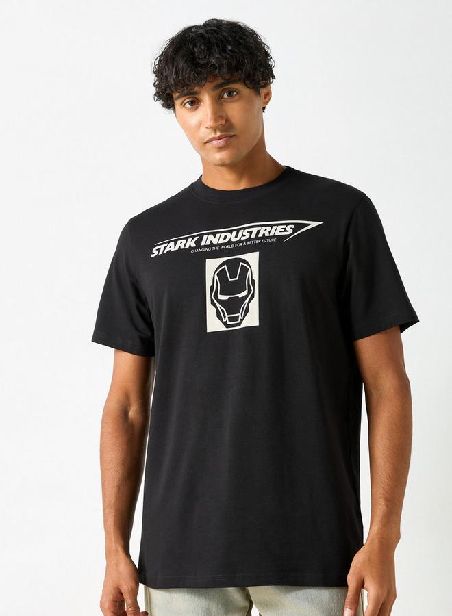 SP Characters Stark Industries Print Crew Neck T-shirt with Short Sleeves - Image 1