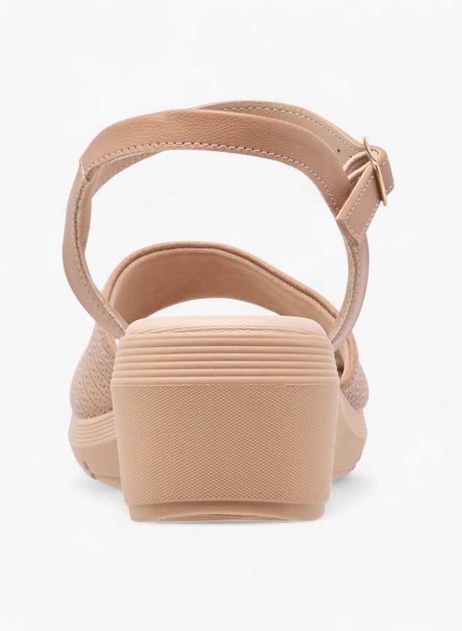 Piccadilly Women's Textured Comfort Sandals with Buckle Closure  - Image 5